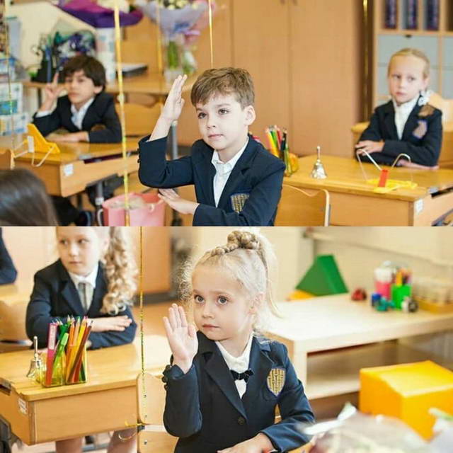 Лиза и Гарри пошли в 1 класс (дети Галкин и Пугачева)